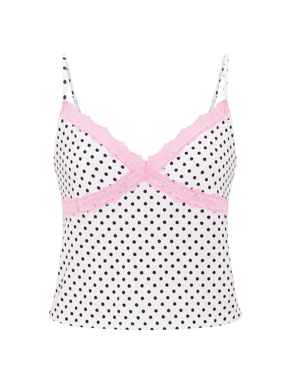 New Victoria’s Secret PINK Polka Dot Soft Modal Lace Trim Cami Tank Top